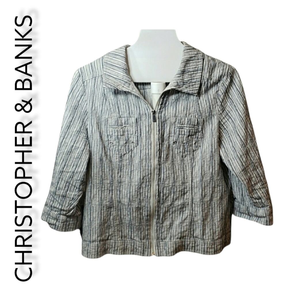 Christopher & Banks Women's 3/4 Sleeve Zippered Jacket Size XL